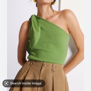 NWT Maeve by Anthropologie one shoulder green tank top